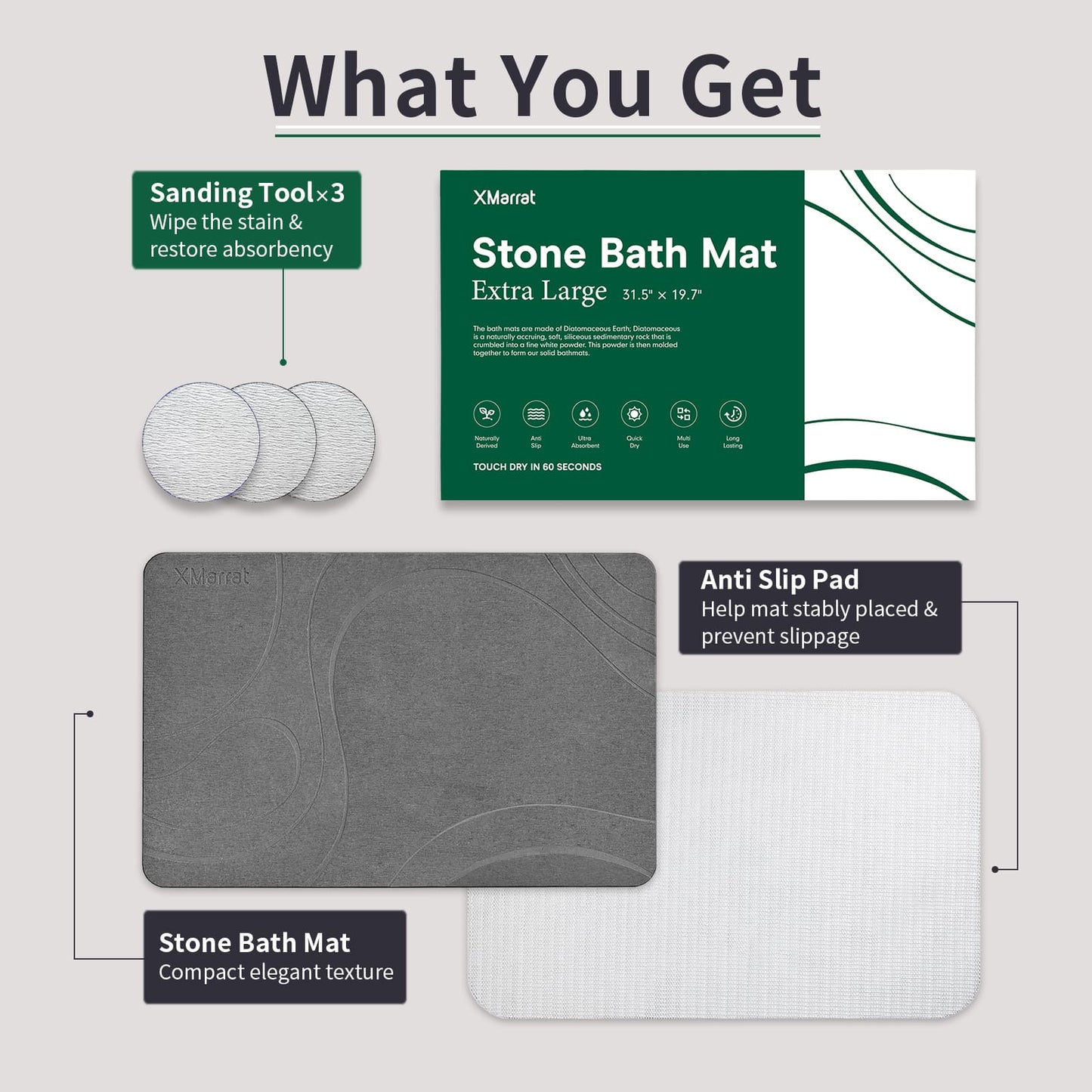 Stone Bath Mat - Stream