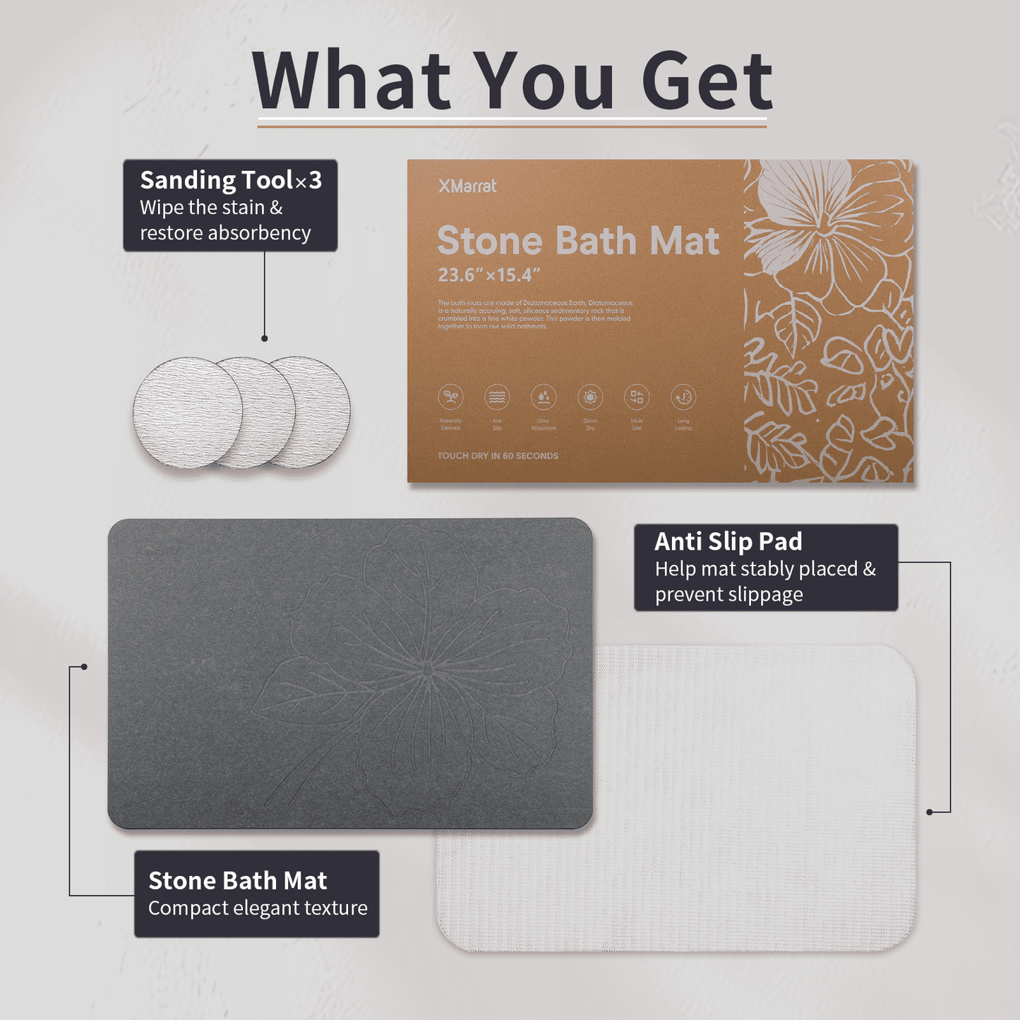 Diatomite Bath Mat - kapok