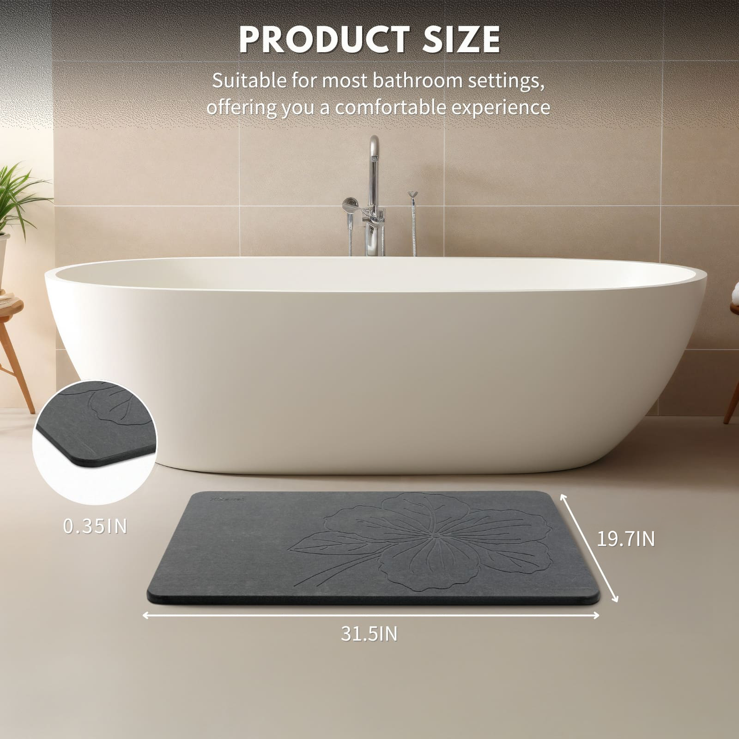 Diatomite Bath Mat - kapok