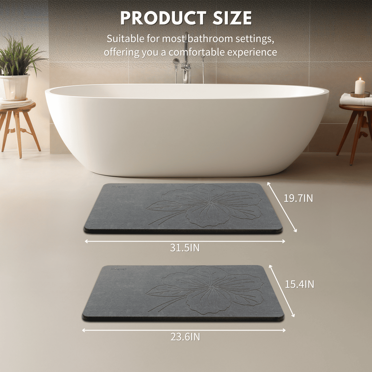 Diatomite Bath Mat - kapok
