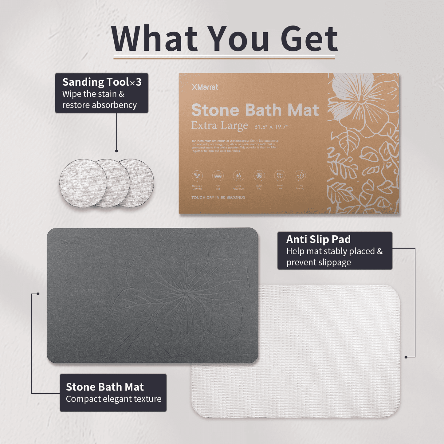 Diatomite Bath Mat - kapok