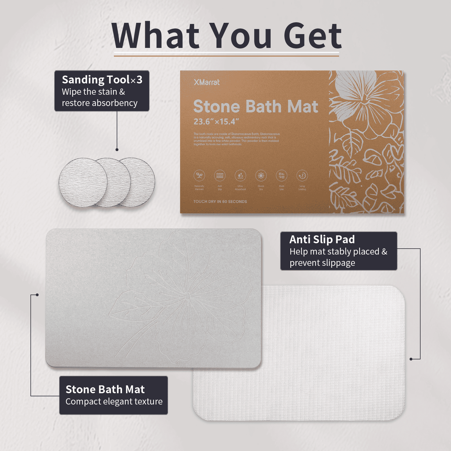 Diatomite Bath Mat - kapok