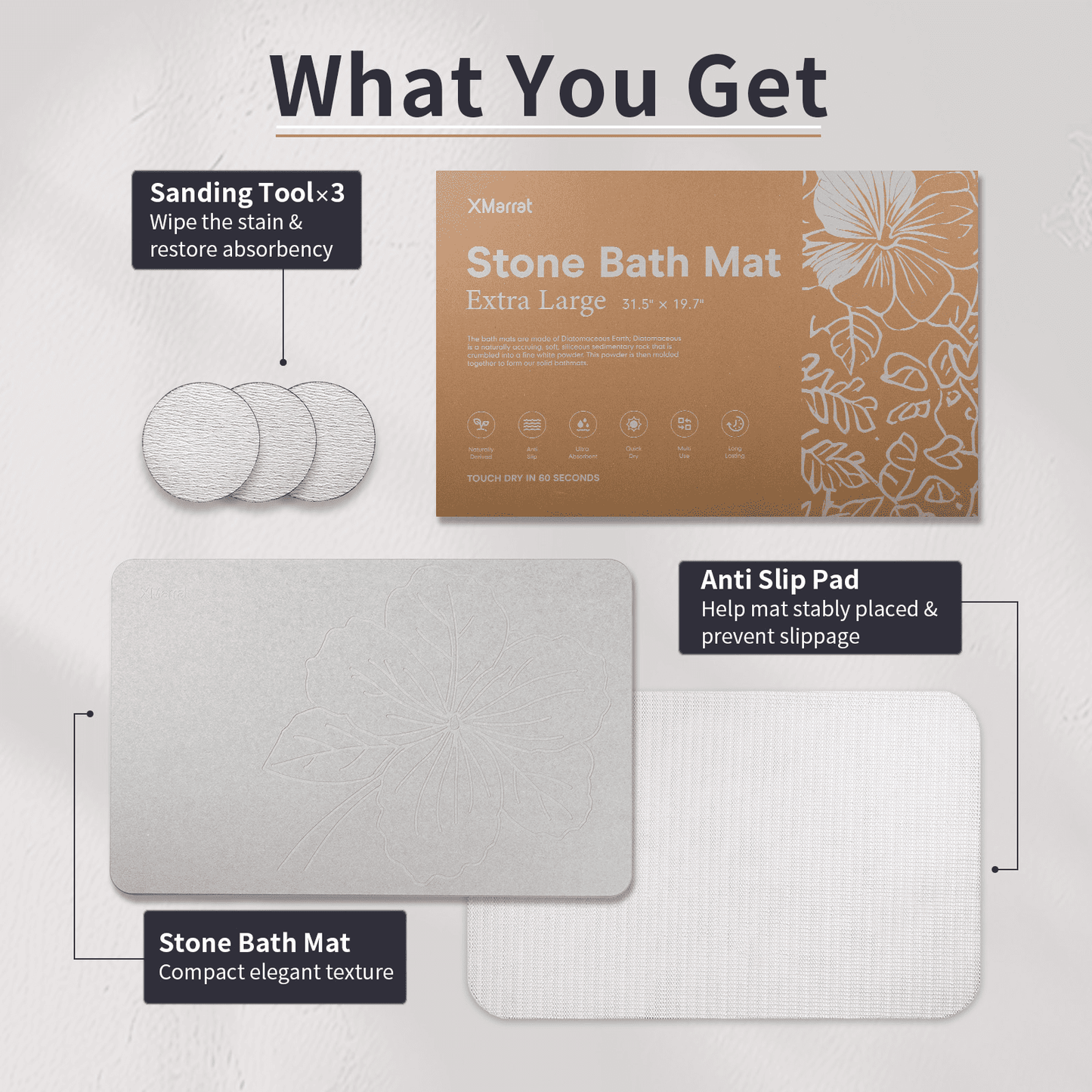 Diatomite Bath Mat - kapok