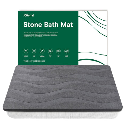 Gray stone bath mat with XMarrat packaging.