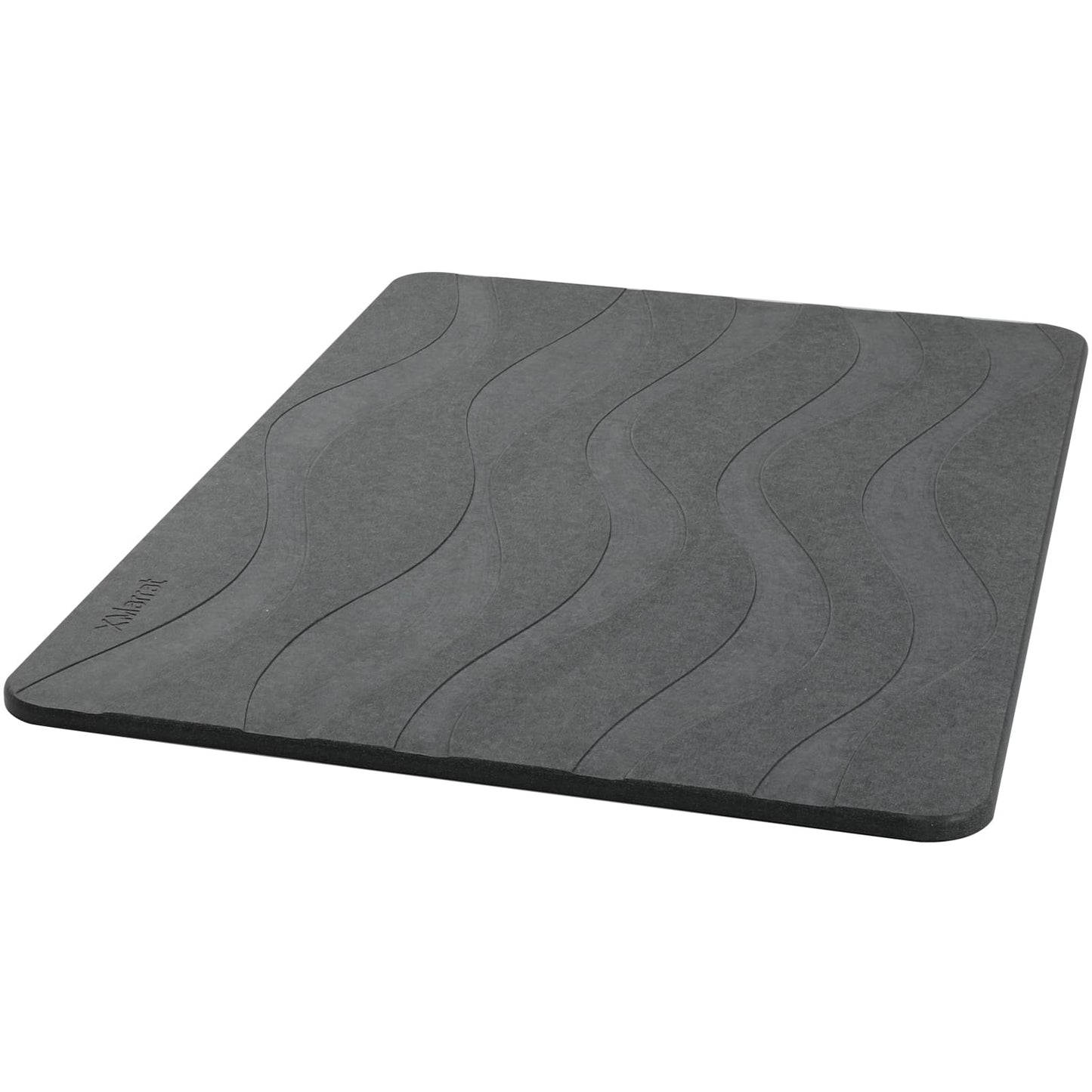 Gray stone bath mat with wave pattern