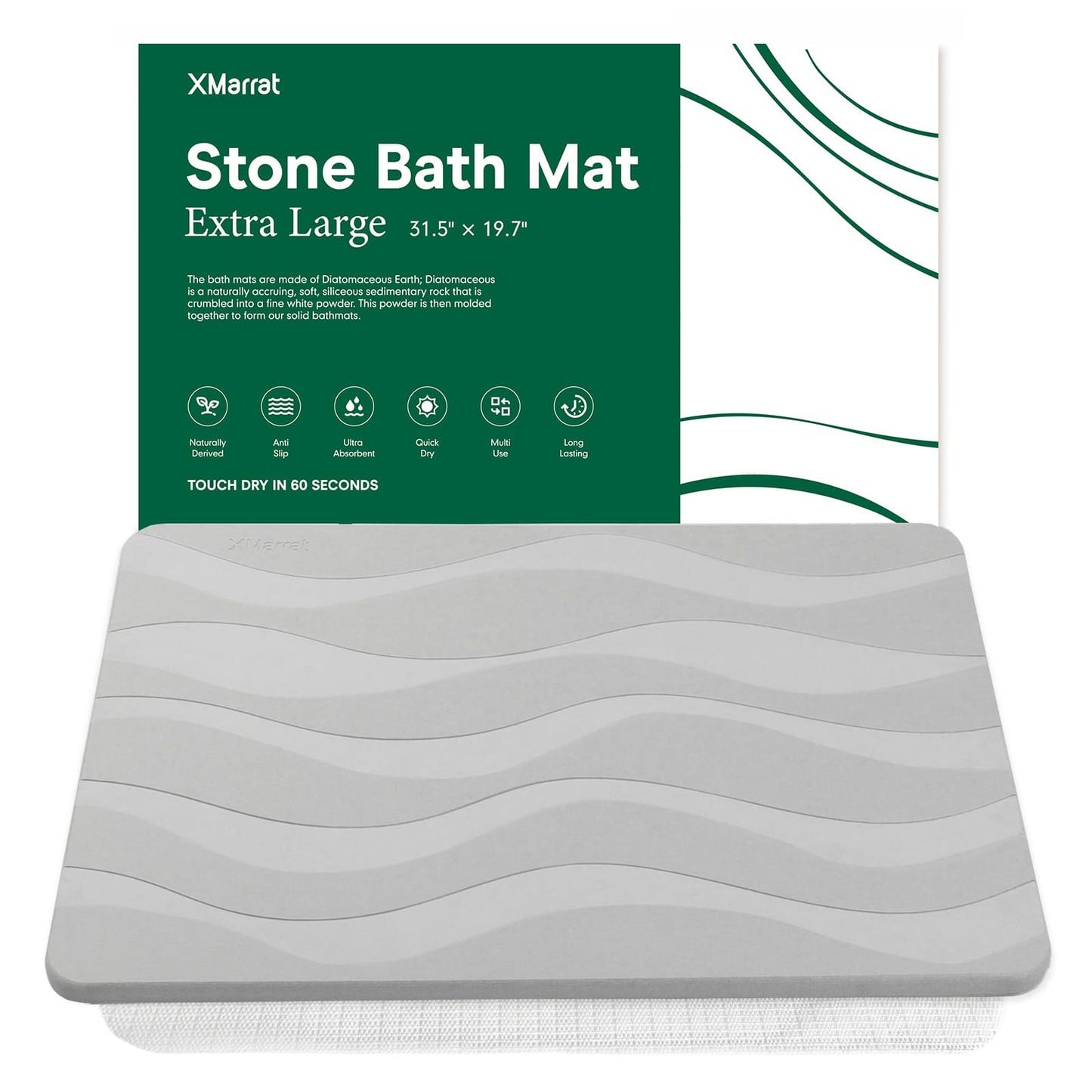 Gray stone bath mat with XMarrat packaging